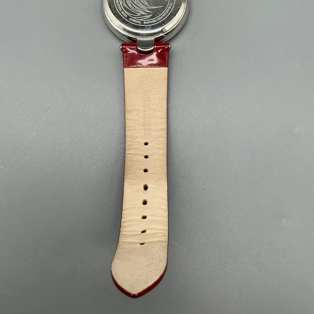 Akribos XXIV Womens Watch 40mm MOP Dial Red Leather Diamond New Battery